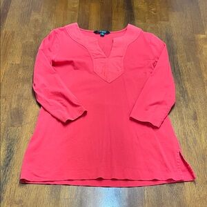 Ralph Lauren Vibrant Coral/Red V-Neck Tunic